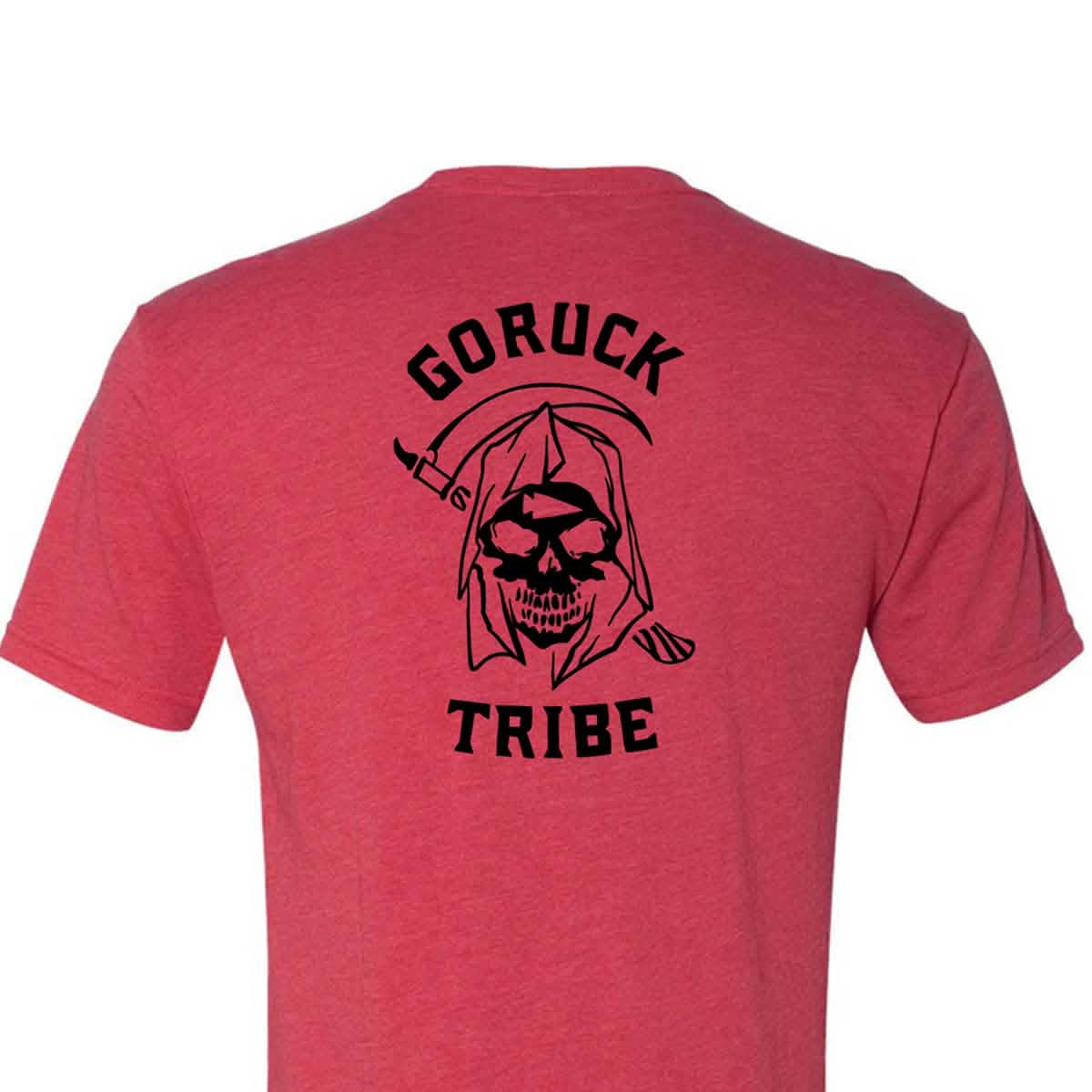 The T-shirt - Life Has Risk - Red features a black skull graphic and 