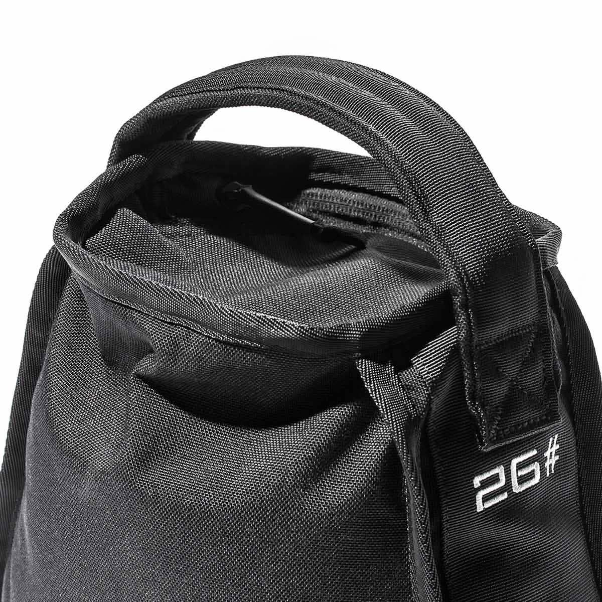 GORUCK black sandbag with reinforced handle and visible 26-pound marking