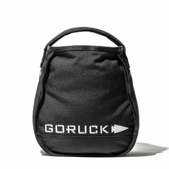 GORUCK black sandbag with white logo, durable rucking training gear