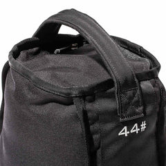 GORUCK black sandbag with sturdy handle and embroidered 44.4# weight marking